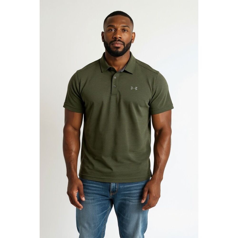 Under Armour Green Polo Shirt‎ Men’s Large Performance Stretch Golf Active